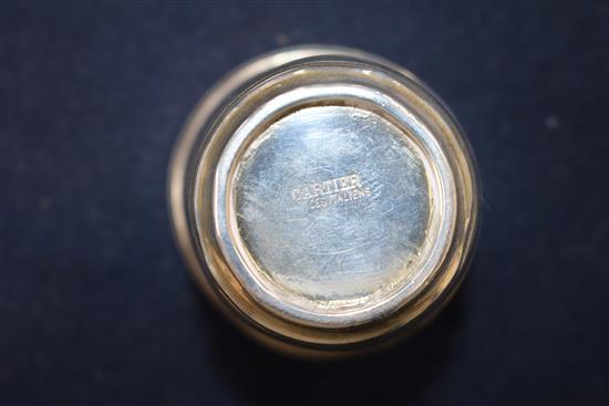 A French Cartier engine turned silver small beaker, 1.9 oz.